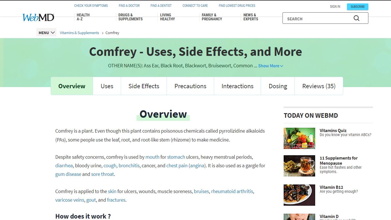 COMFREY - Uses, Side Effects, and More - WebMD